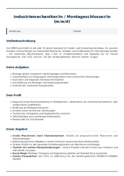 Pdf für Industriemechaniker/in / Montageschlosser/in (m/w/d)