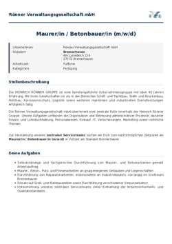 Pdf für Maurer/in / Betonbauer/in (m/w/d)