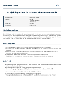Pdf für Projektingenieur/in / Konstrukteur/in (m/w/d)