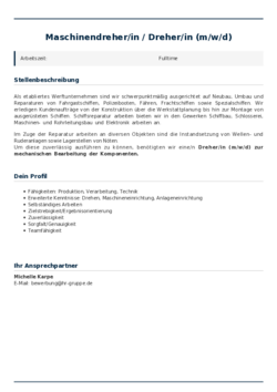 Pdf für Maschinendreher/in / Dreher/in (m/w/d)