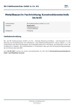 Pdf für Metallbauer/in Fachrichtung Konstruktionstechnik (m/w/d)