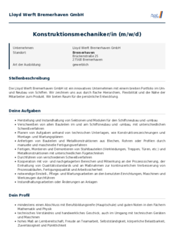 Pdf für Konstruktionsmechaniker/in (m/w/d)