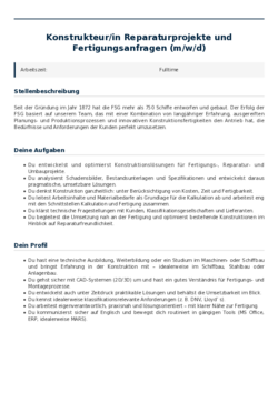 Pdf für Konstrukteur/in Reparaturprojekte und Fertigungsanfragen (m/w/d)