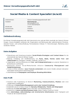 Pdf für Social Media & Content Specialist (m/w/d)