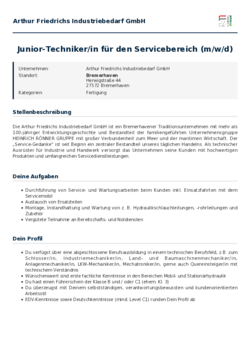 Pdf für Junior-Techniker/in für den Servicebereich (m/w/d) 