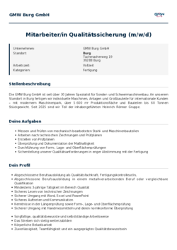 Pdf für Mitarbeiter/in Qualitätssicherung (m/w/d)