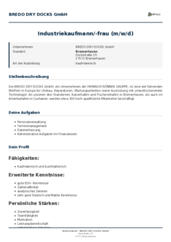 Pdf für Industriekaufmann/-frau (m/w/d)