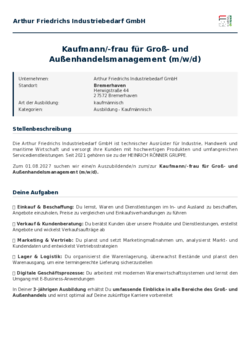 Pdf für Kaufmann/-frau für Groß- und Außenhandelsmanagement (m/w/d)