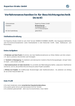 Pdf für Verfahrensmechaniker/in für Beschichtungstechnik (m/w/d)