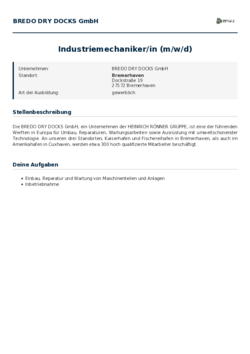 Pdf für Industriemechaniker/in (m/w/d)