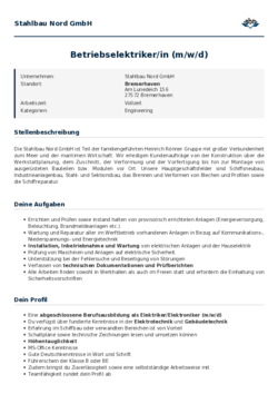 Pdf für Betriebselektriker/in (m/w/d)
