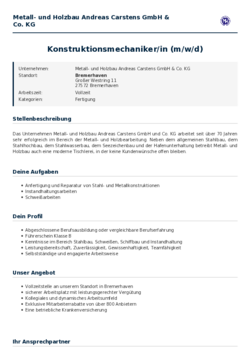 Pdf für Konstruktionsmechaniker/in (m/w/d)