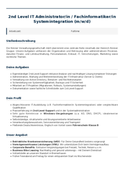 Pdf für 2nd Level IT Administrator/in / Fachinformatiker/in Systemintegration (m/w/d)