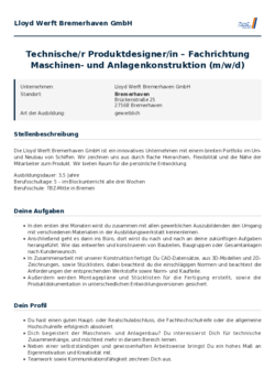Pdf für Technische/r Produktdesigner/in – Fachrichtung Maschinen- und Anlagenkonstruktion (m/w/d)