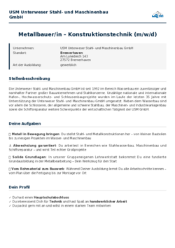 Pdf für Metallbauer/in – Konstruktionstechnik (m/w/d)