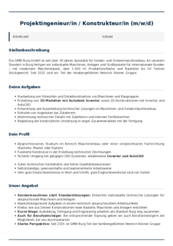 Pdf für Projektingenieur/in / Konstrukteur/in (m/w/d)