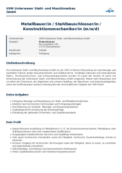Pdf für Metallbauer/in / Stahlbauschlosser/in / Konstruktionsmechaniker/in (m/w/d)