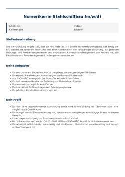 Pdf für Numeriker/in Stahlschiffbau (m/w/d)