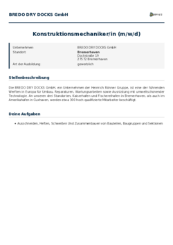 Pdf für Konstruktionsmechaniker/in (m/w/d)