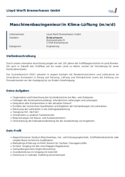 Pdf für Maschinenbauingenieur/in Klima-Lüftung (m/w/d)