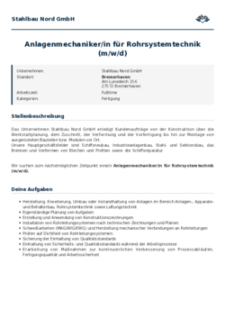Pdf für Anlagenmechaniker/in für Rohrsystemtechnik (m/w/d)