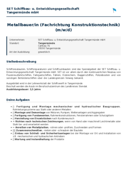 Pdf für Metallbauer/in (Fachrichtung Konstruktionstechnik) (m/w/d)