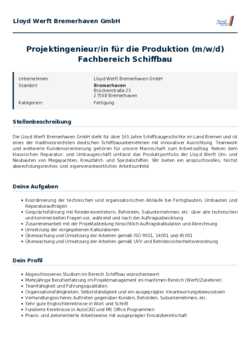 Pdf für Projektingenieur/in für die Produktion (m/w/d) Fachbereich Schiffbau