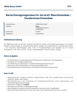 Pdf für Berechnungsingenieur/in (m/w/d) Maschinenbau / Sondermaschinenbau