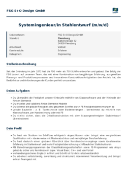 Pdf für Systemingenieur/in Stahlentwurf (m/w/d)
