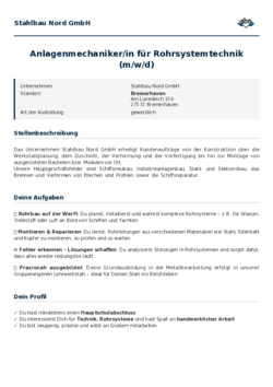 Pdf für Anlagenmechaniker/in für Rohrsystemtechnik (m/w/d)