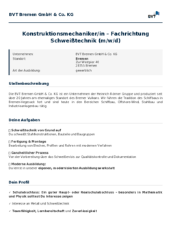 Pdf für Konstruktionsmechaniker/in – Fachrichtung Schweißtechnik (m/w/d)