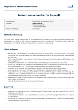 Pdf für Industriemechaniker/in (m/w/d)