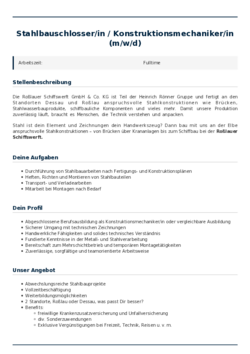 Pdf für Stahlbauschlosser/in / Konstruktionsmechaniker/in (m/w/d)