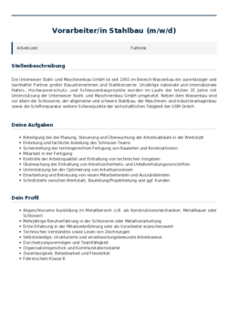 Pdf für Vorarbeiter/in Stahlbau (m/w/d)