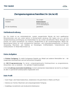 Pdf für Zerspanungsmechaniker/in (m/w/d)