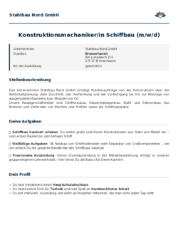 Pdf für Konstruktionsmechaniker/in Schiffbau (m/w/d)